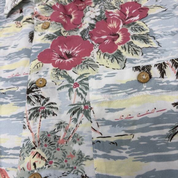 Faherty Mens Large Hawaiian Pattern Short Sleeve Button Up Shirt - Picture 3 of 6